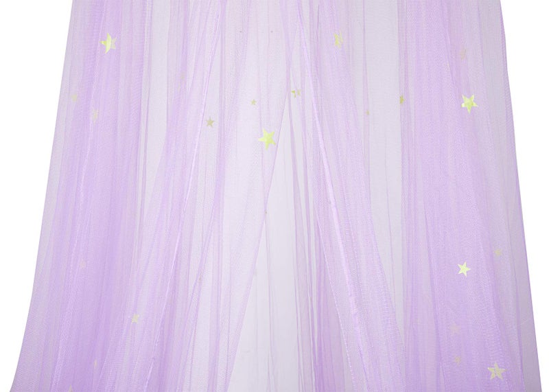 BCBYou Mosquito Net with Fluorescent Stars Glow in Dark for Baby, Kids, and Adults, for Covering Crib, Kid, Girls or Full Size Bed (Purple) - Image 3